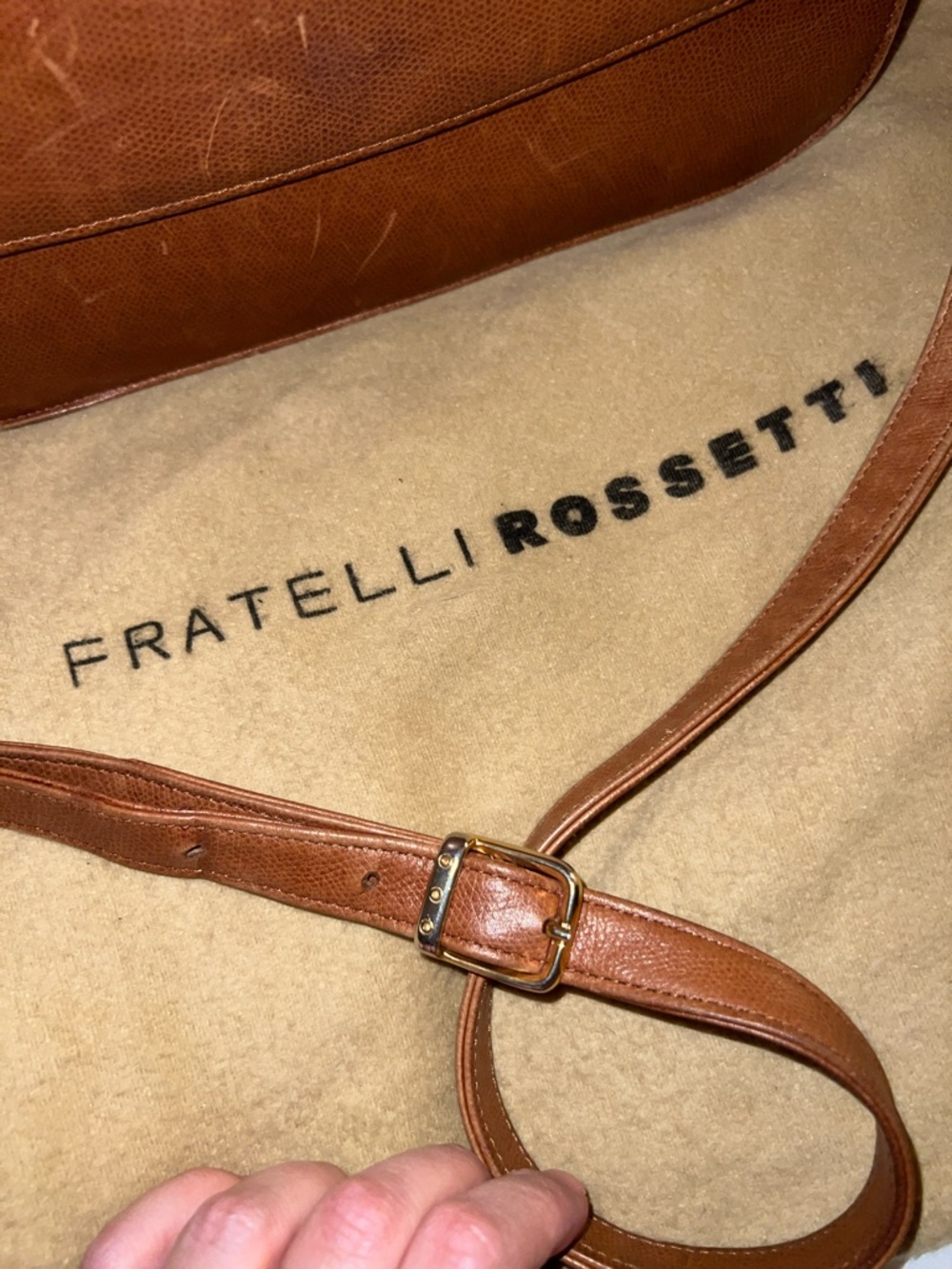 Fratelli Rossetti Cognac Brown Leather vintage Shoulder Bag - Picture 2 of 8